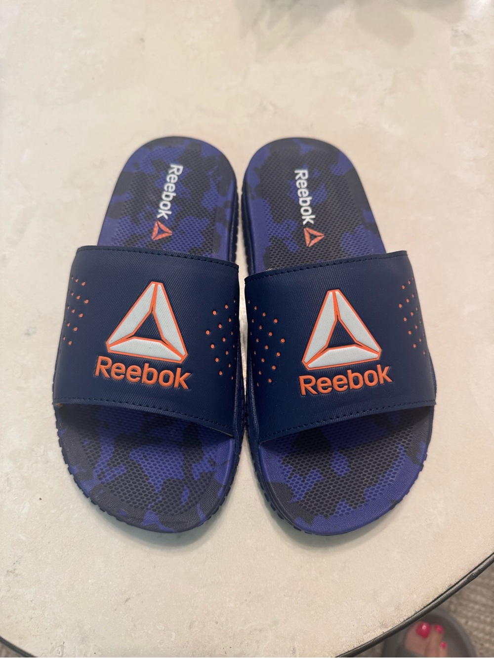 Reebok Navy and Orange Boys' Slide Sandals
